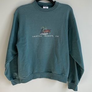 Teal Embroidered Crewneck Sweater - S
